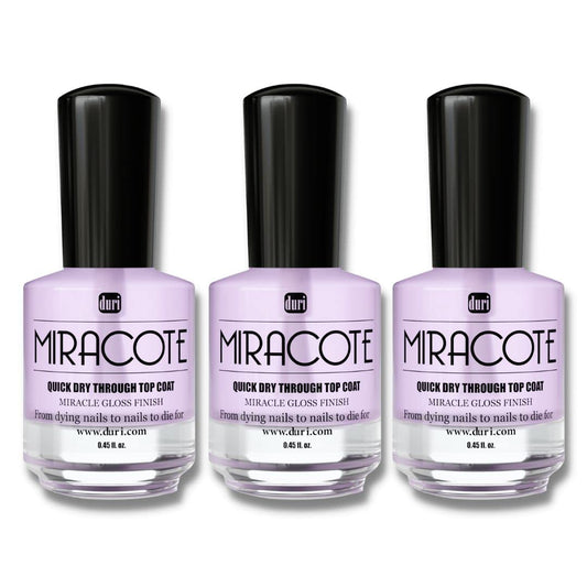 duri Miracote Quick-Dry Top Coat - High Gloss Finish, Chip Resistant, Long Wear - Nail Polish Protector for Strength and Growth | Pack of 3