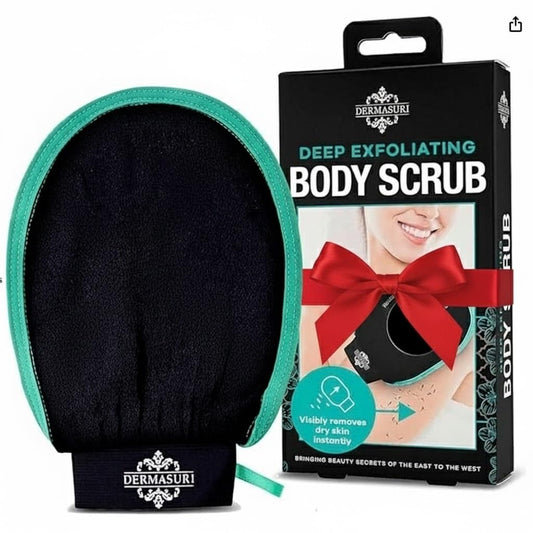 Dermasuri - Deep Exfoliating Glove - Polishing Mitt Body Scrubber - Korean Skin Cleaner Exfoliator & Dead Skin Buffing Treatment - Gifts for Women & Men - Keratosis Pilaris Scrub Remover - (1 Pack)