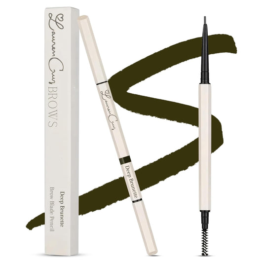 Eyebrow Pencil Make Up for Women - Long-lasting and Waterproof Eyebrow Pencil by Lauren Cruz - Dual-Ended Eyebrow Pen with Micro-tip and Spoolie -Fuller Look Brow Pencil - Deep Brunette