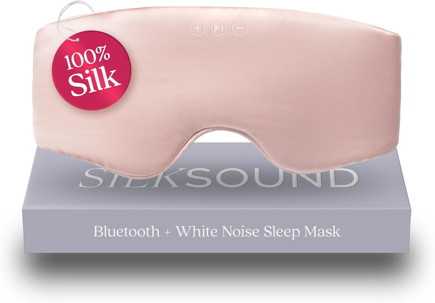 SilkSound 100% Mulberry Silk Bluetooth Sleep Mask for Side Sleepers, Sleeping Eyemask with Bluetooth Headphones, Eye Mask Headphones, Sleep Headphones for Side Sleepers, White Noise Head Phones