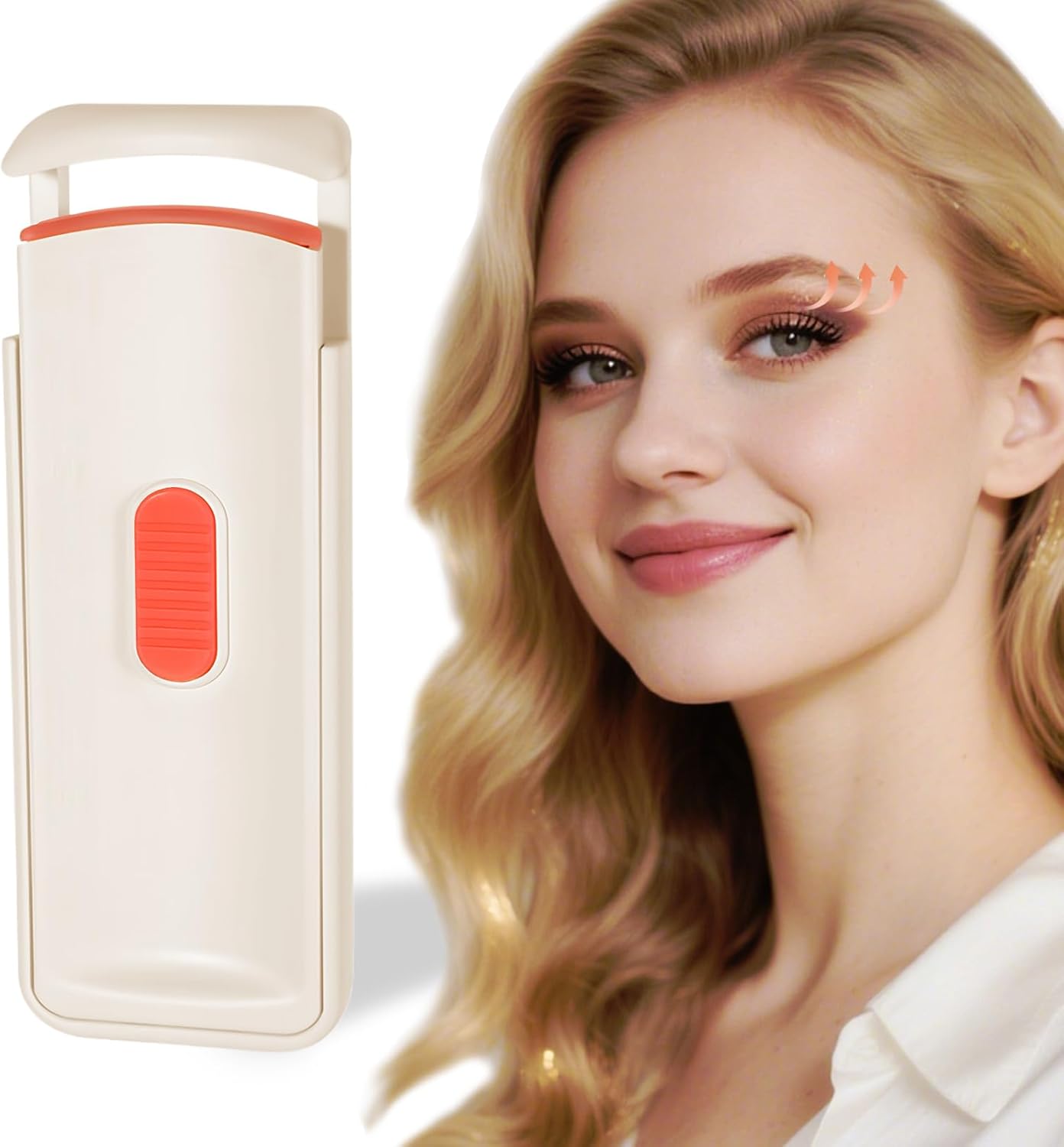 Heated Eyelash Curler - Wide Open Dual-Arc Design Heated Lash Curler - Electric Eyelash Curler - Type-C Rechargeable Mini Lash Curler Natural Curling 24H Long Lasting for Women - Apricot