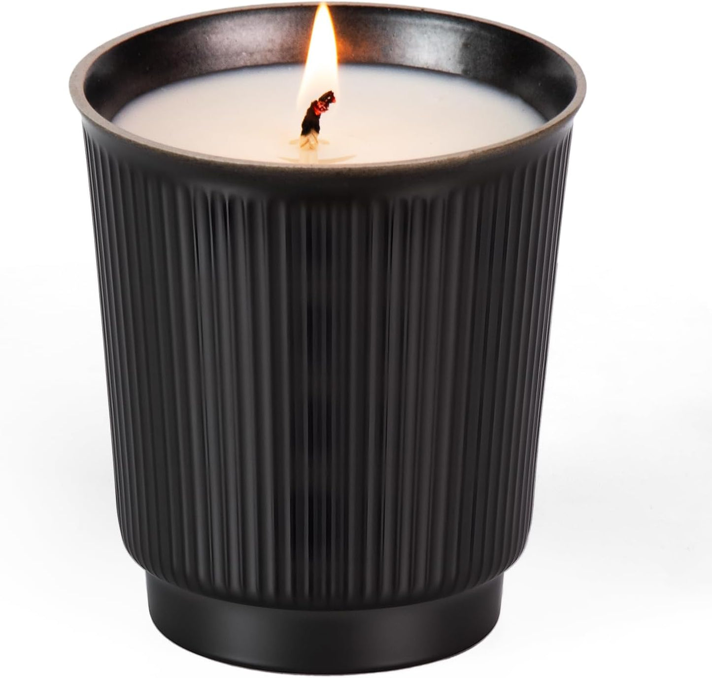 Scented Candle, 8oz White Soy Candles, Lavender Scented Candles for Women & Men, Long-Lasting Aromatherapy Jar Candle Wax for Home, Bathroom, Non Toxic Candle Gift (Black Ceramic Cup 14)