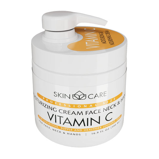 Skin Care Vitamin C 3-in-1 Moisturizer Face Cream, Neck and Hands - Treatment for Crepey Texture, Wrinkles and Sagging - Daily Lotion for All Skin Types - 16.9 fl. oz.
