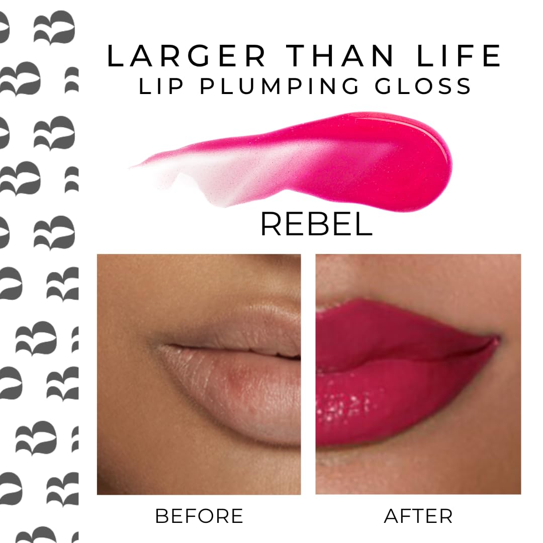 Rinna Beauty Lip Plumping Gloss - Rebel - Helps Boost Collagen, Increases Lip Volume, Elastin Production - Vegan, Cruelty-Free - 1 each