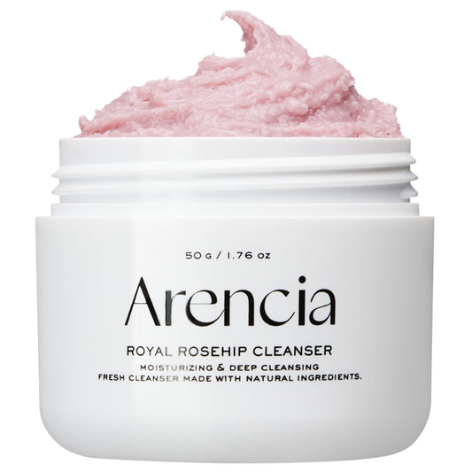 Arencia Rosehip Brightening Rice Mochi Face Cleanser & Daily Scrub - Moisturizing, Exfoliating & Deep-Cleansing - All Skin Types with Rice Powder & Rice Water (1.76oz)