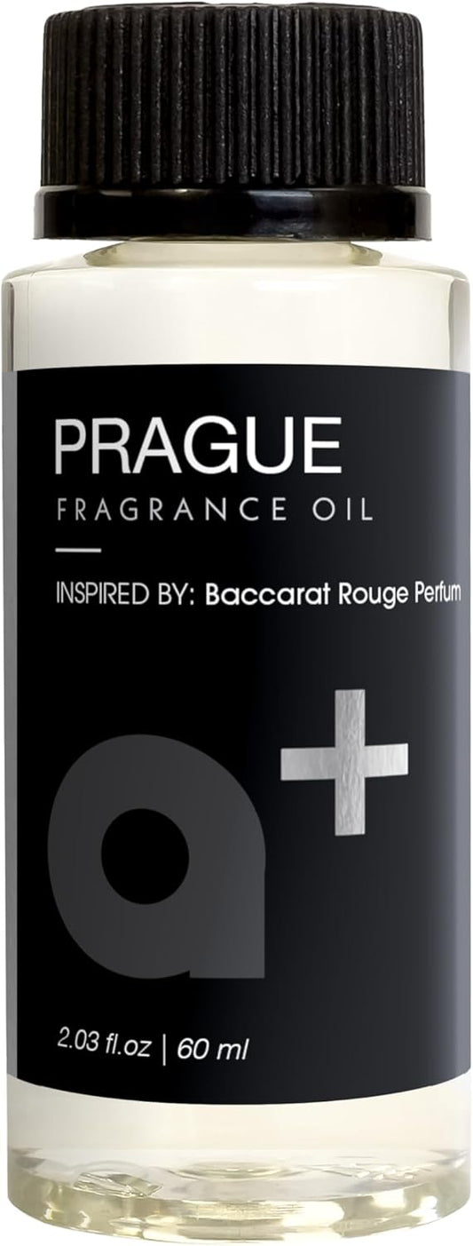 Aromar+ Fragrance Oil – Prague-Inspired by Baccarat Rouge – Luxury Hotel Scent Experience with Woody Oakmoss, Amber & Fresh Citrus – for Waterless Diffusers – Long-Lasting Home Aroma –60mL