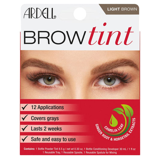 Ardell Brow Tint Kit Light Brown - Semi-Permanent Eyebrow Dye, Long-Lasting Brow Color with Natural Extracts, Complete Eyebrow Tint Set, 1 Pack