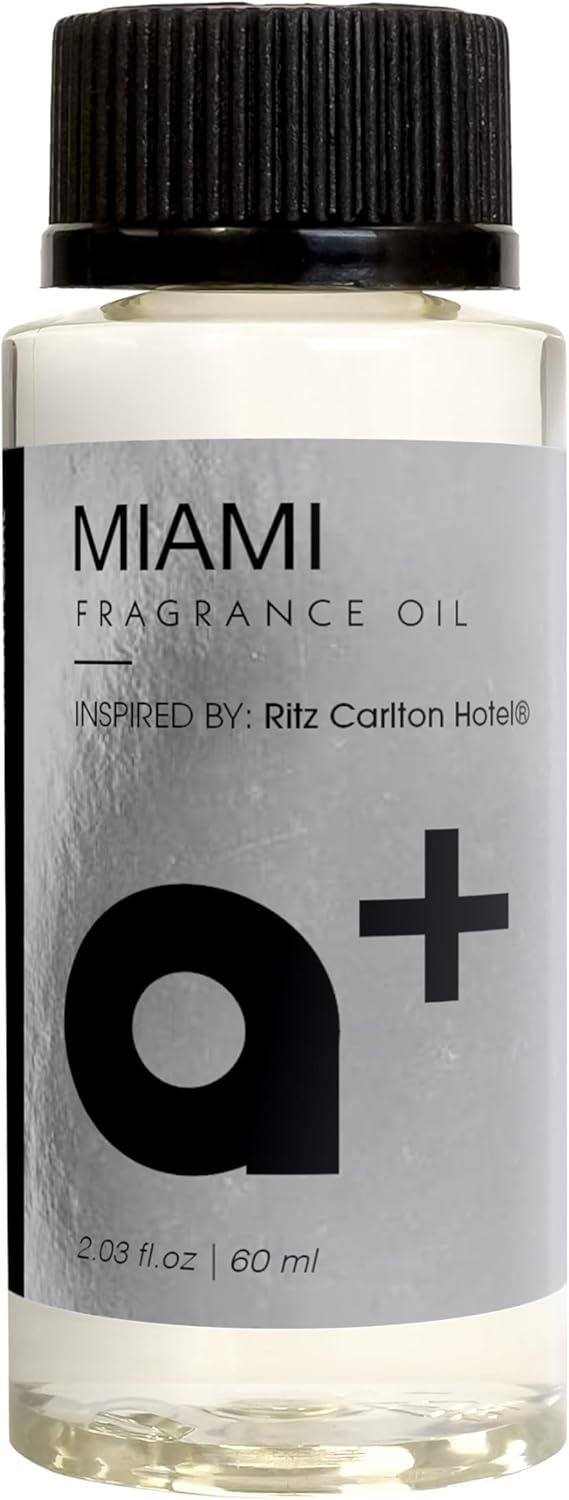 Aromar+ Fragrance Oil – Miami-Inspired by Ritz Carlton – Luxury Hotel Scent Experience with Fresh Ocean Breeze & Lemon Floral – for Waterless Diffusers – Long-Lasting Home Aroma – 2oz/60mL