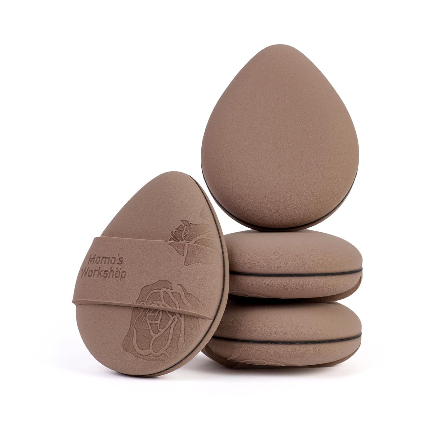 Rose Tatami Makeup Sponge Set,Double-Sided Egg Shape Rubycell for Liquid Foundations, Non-Absorbent & Fast Blending,Soft, Fluffy & Bouncy, 2 Beauty Puffs &Storage Case