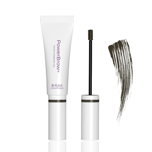 Rumi Cosmetiques PowerBrow+ Tinted Eyebrow Gel For Older Women - Defines, Fills, Thickens Brows - 2-in-1 Formula - Natural Color, Quick Fixing, Long-Lasting - Hypoallergenic Dark Brown (Espresso)