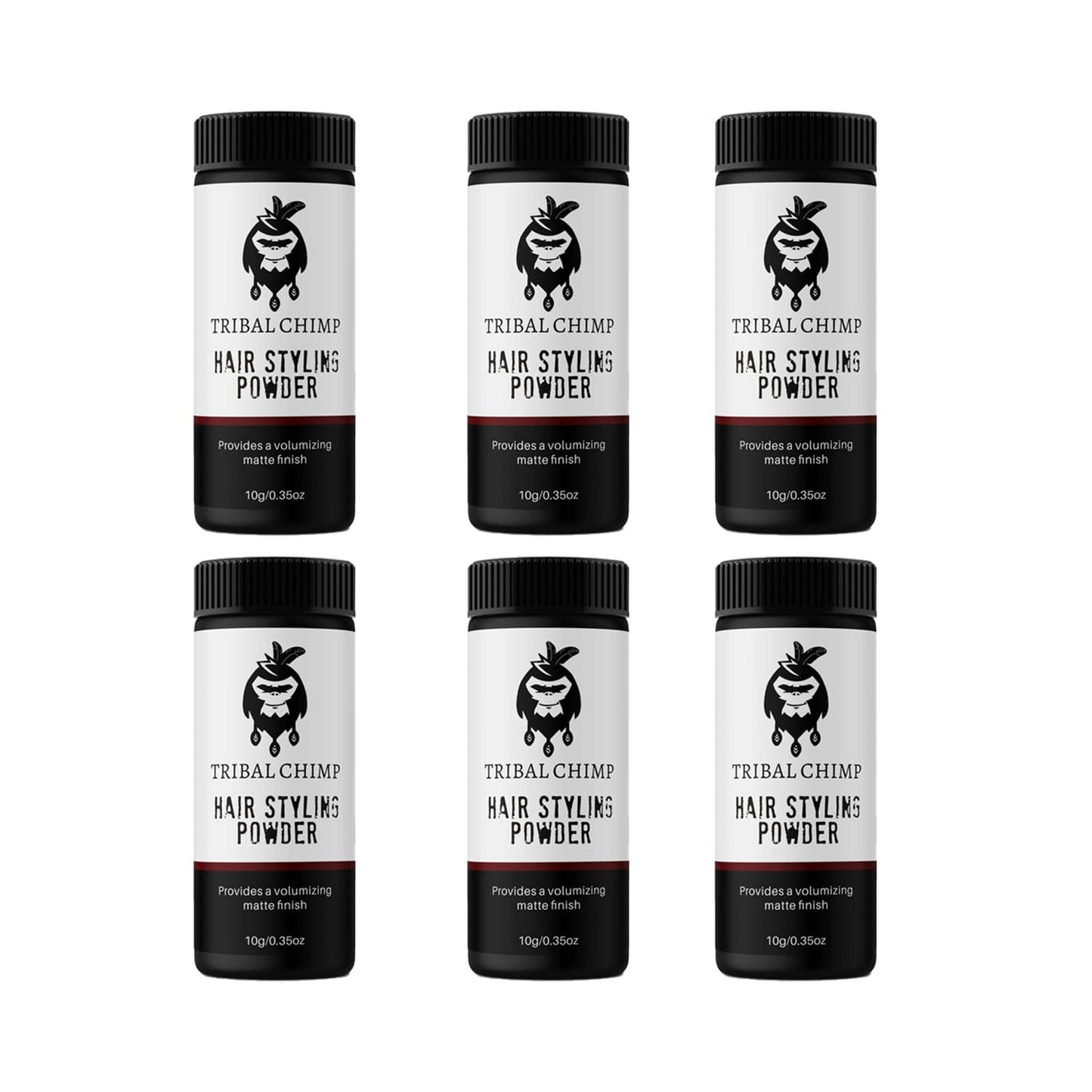Tribal Chimp Hair Styling Powder, All-day Invisible Hold Hair Volumizer and Texture Powder for Men and Women, Styling Powder with Matte Finish - 6-Piece Set, 10g