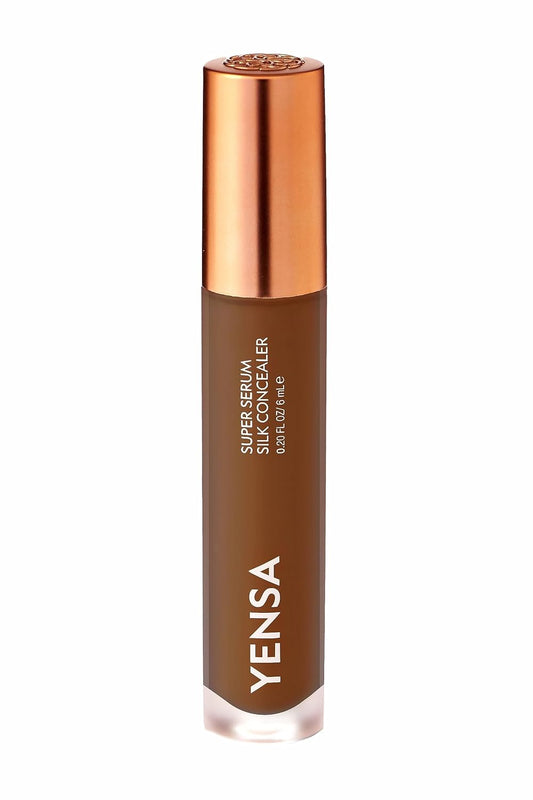 YENSA Super Serum Silk Concealer - Full Coverage Undereye Concealer & Peptides Serum for Face - Enriched with Vitamins C & E, Bakuchiol & Superfoods to Boost Radiance - Deep 2 (0.2 Fl oz)