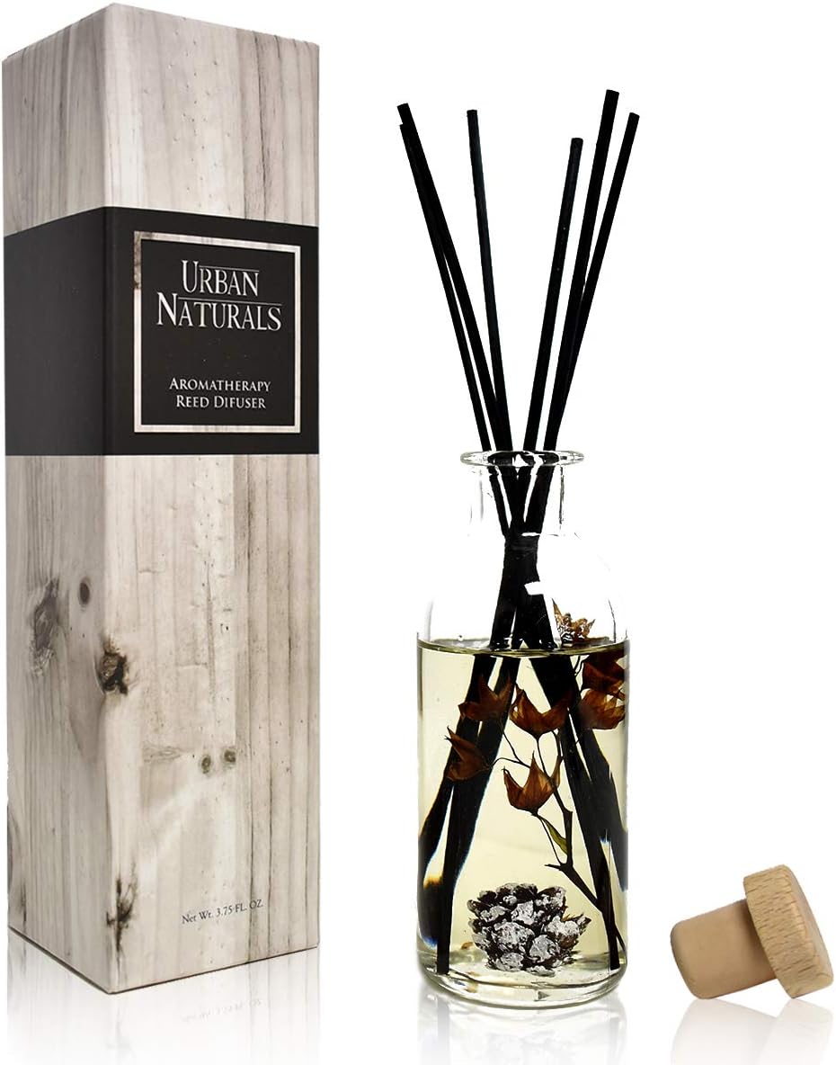 Urban Naturals Mountain Air Scented Fragrance Oil Reed Diffuser & Room Freshener | Golden Apples, Birch Wood, Fennel, Pear Eucalyptus, Mint & Aromatic Sage | Decorative Botanicals | Vegan | USA Made