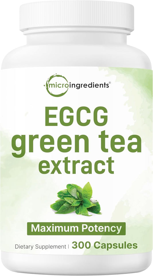 Extra Strength Green Tea Extract 9,000mg, 300 Capsules | 50% EGCG, 98% Polyphenols | 5 Month Supply | Maximum Potency Polyphenols Antioxidant Supplement for Skin, Energy, Brain & Heart Support