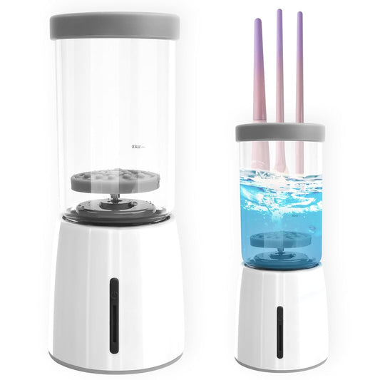 Electric Makeup Brush Cleaner Machine, Rechargeable Wireless Cosmetic Brushes Cleanser, Automatic Spinning Makeup Brush Washing Cleaner For All Size Makeup Brush and Sponges (White)