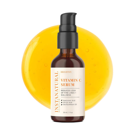 InstaNatural Vitamin C Face Serum, Brightens, Hydrates and Reduces Signs of Aging, with Vitamin C, Hyaluronic and Ferulic Acid, 1 FL Oz