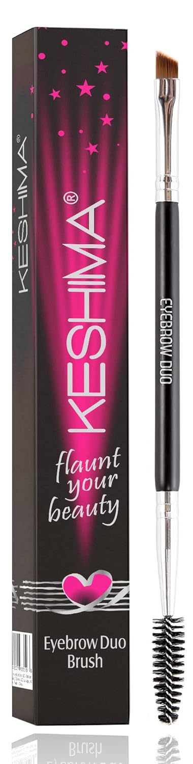 KESHIMA Eyebrow Brush Duo – Premium Angled Eye Brow Brush & Spoolie – Precision Eye Makeup Tool for Applying & Blending Powder, Gel & Liquids