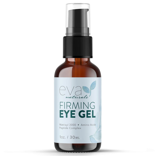 Eva Naturals Eye Gel for Dark Circles, Bags & Puffiness – Anti-Aging Serum with Peptides, Hyaluronic Acid & Botanicals – Firming Under Eye Treatment for Wrinkles, Fine Lines & Tired Skin – 1 oz