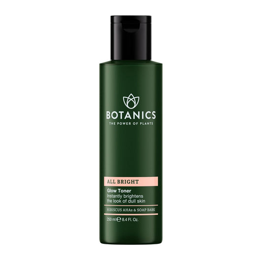 Botanics All Bright Glow Toner for Face - Enriched with Hibiscus AHA Exfoliant & Soap Bark - Non-Drying & Brightening - Vegan and Cruelty-Free Face Toner for Women & Men (8.4 Fl Oz)