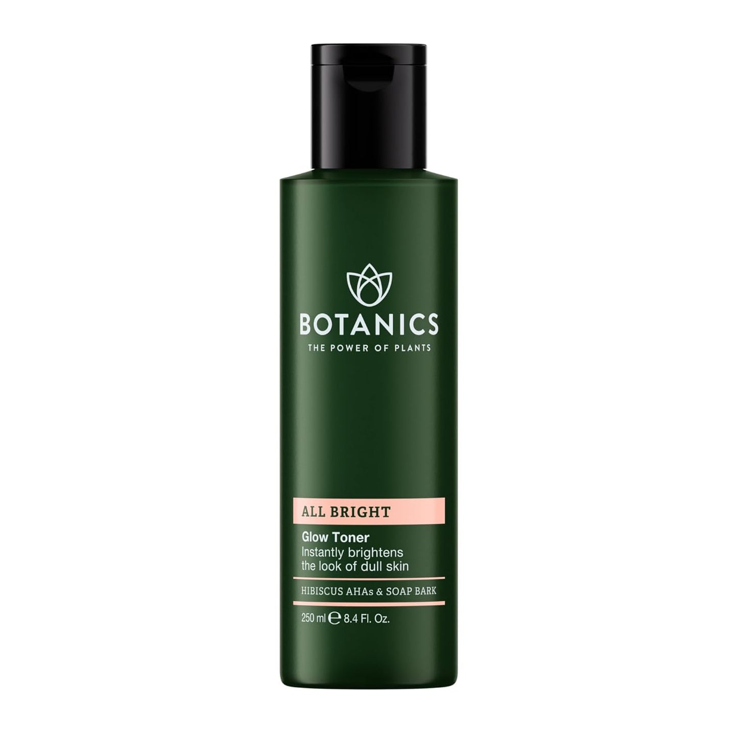 Botanics All Bright Glow Toner for Face - Enriched with Hibiscus AHA Exfoliant & Soap Bark - Non-Drying & Brightening - Vegan and Cruelty-Free Face Toner for Women & Men (8.4 Fl Oz)