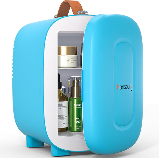 Mini Fridge for Bedroom Skincare Cooler & Warmer Portable Small Refrigerator 4 Liter/6 can with 12v AC/DC/USB Option for Food, Drinks, Makeup, Dorm, Office and Car