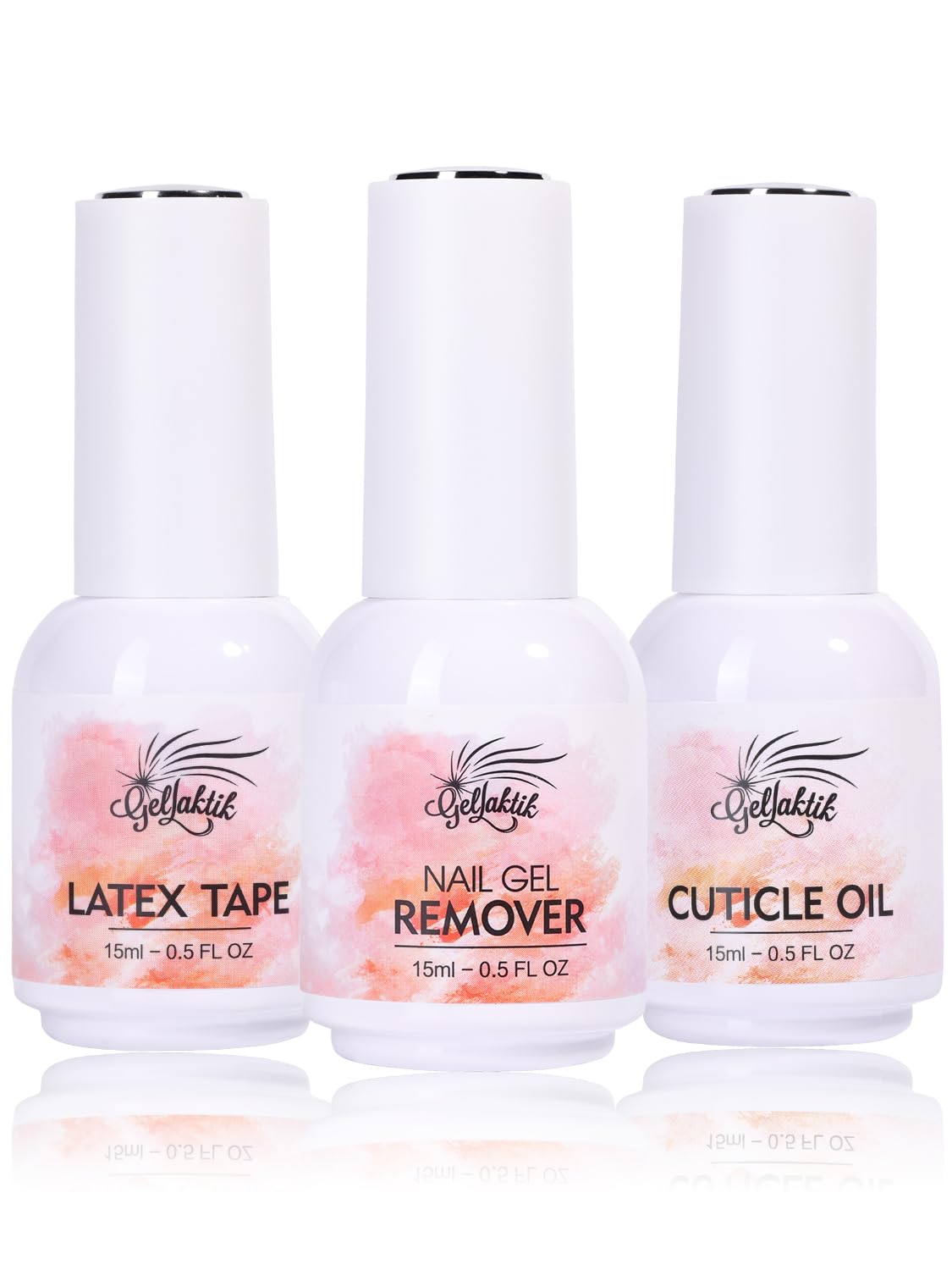 Gel Polish Remover Kit, 15ml×3 Set with Gel Polish Remover for Nails & Cuticle Oil & Liquid Latex Tape, No Soaking or Wrapping, Removes Gel Nails in 3-5 Minutes, Nail Care Set