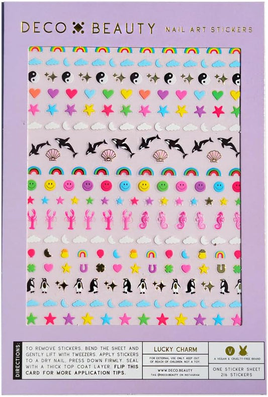 Deco Beauty Lucky Charm Nail Stickers - Trendy, Long-Lasting Nail Art Decals – Easy DIY Application for Salon-Quality Manicures