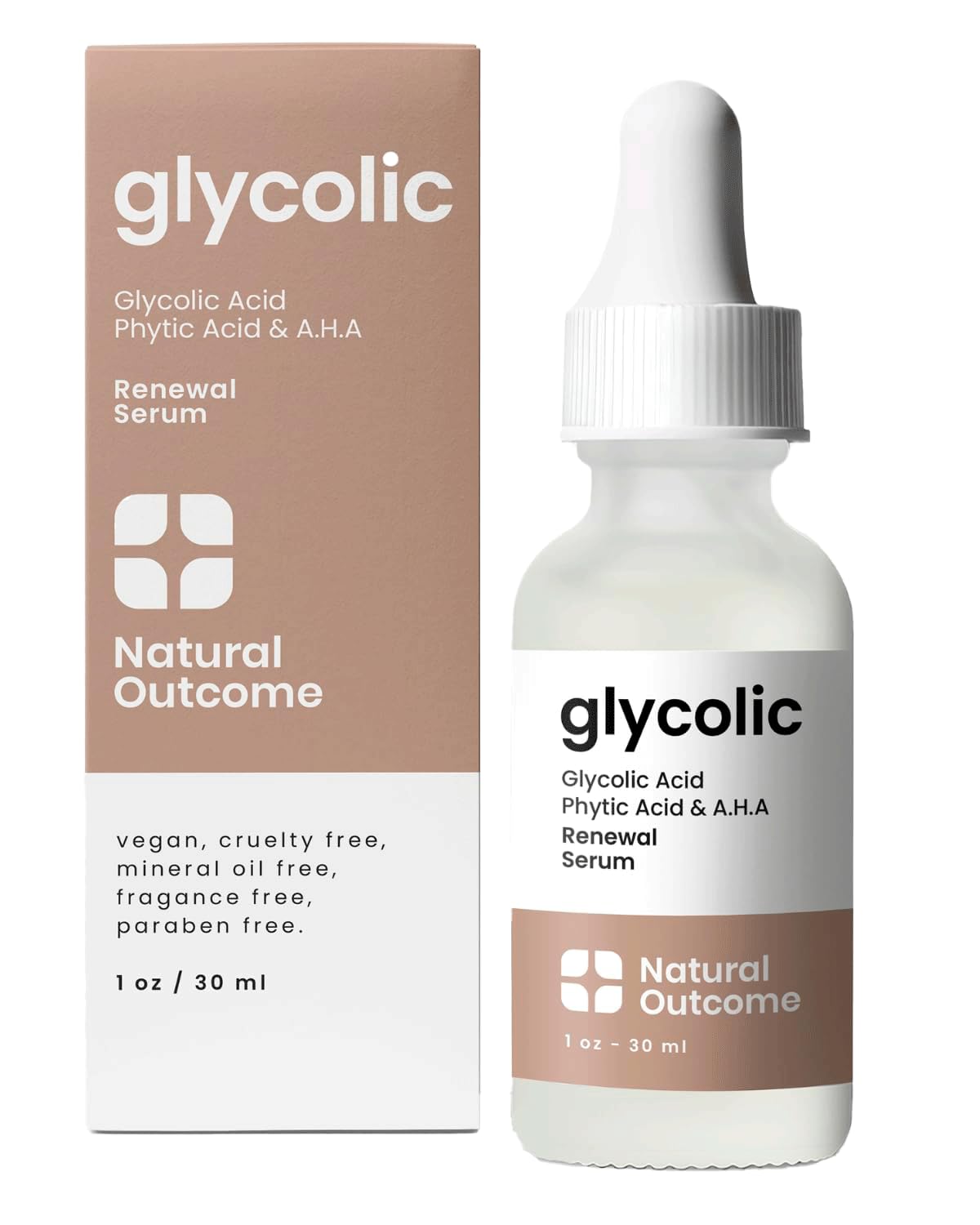 Natural Outcome Glycolic Acid/AHA 12% Renewal Serum | Anti-Aging Exfoliating Facial Serum | Increases Cell Turnover Leaving Behind Smoother Skin | Clarifies Acne and Rejuvenates Skin | 1 Oz