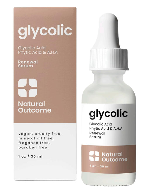 Natural Outcome Glycolic Acid/AHA 12% Renewal Serum | Anti-Aging Exfoliating Facial Serum | Increases Cell Turnover Leaving Behind Smoother Skin | Clarifies Acne and Rejuvenates Skin | 1 Oz