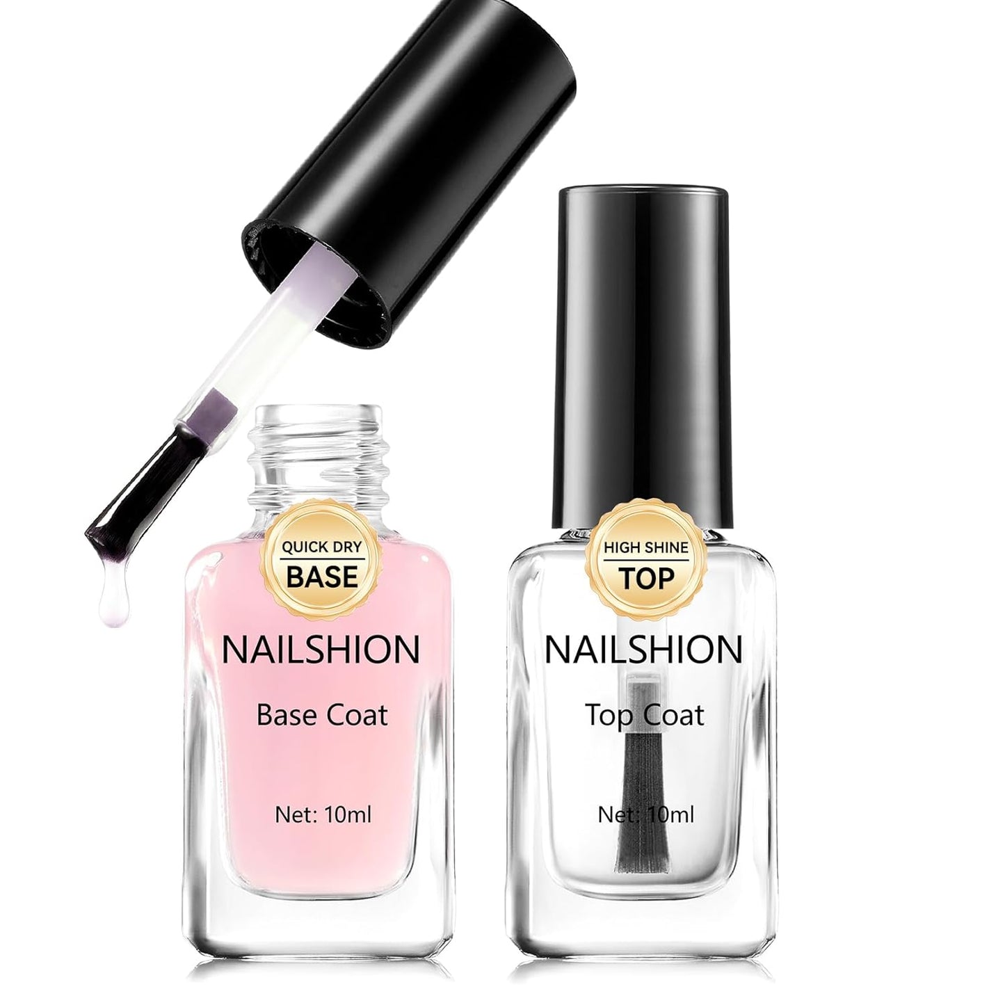 Clear Pink Base Top Coat Clear Nail Polish, Sheer Pink Base Ridge Filler Strengthening Anti Chip Nail Concealer, Non Gel, Salon Quality, Quick Dry Home DIY Nail Art Gift Set