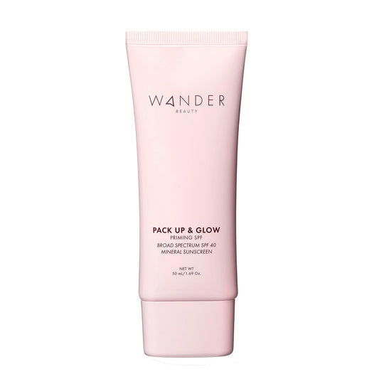 Wander Beauty Pack Up & Glow Primer with SPF 40 - 100% Mineral Sunscreen with Non-Nano Zinc Oxide + Titanium Dioxide - 4-in-1 Universal Tinted Sunscreen - Protect, Prevent, Perfect & ND - 1.69 oz