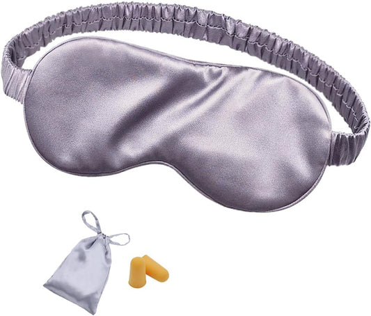 Silk Sleep Mask Eye Mask Blindfold with Double Layer Silk Filling and Elastic Strap for Full Night's Sleep, Travel and Nap, Soft Eye Cover Eyeshade with Luxury Bag and Ear Plugs by OLESILK (Charcoal)