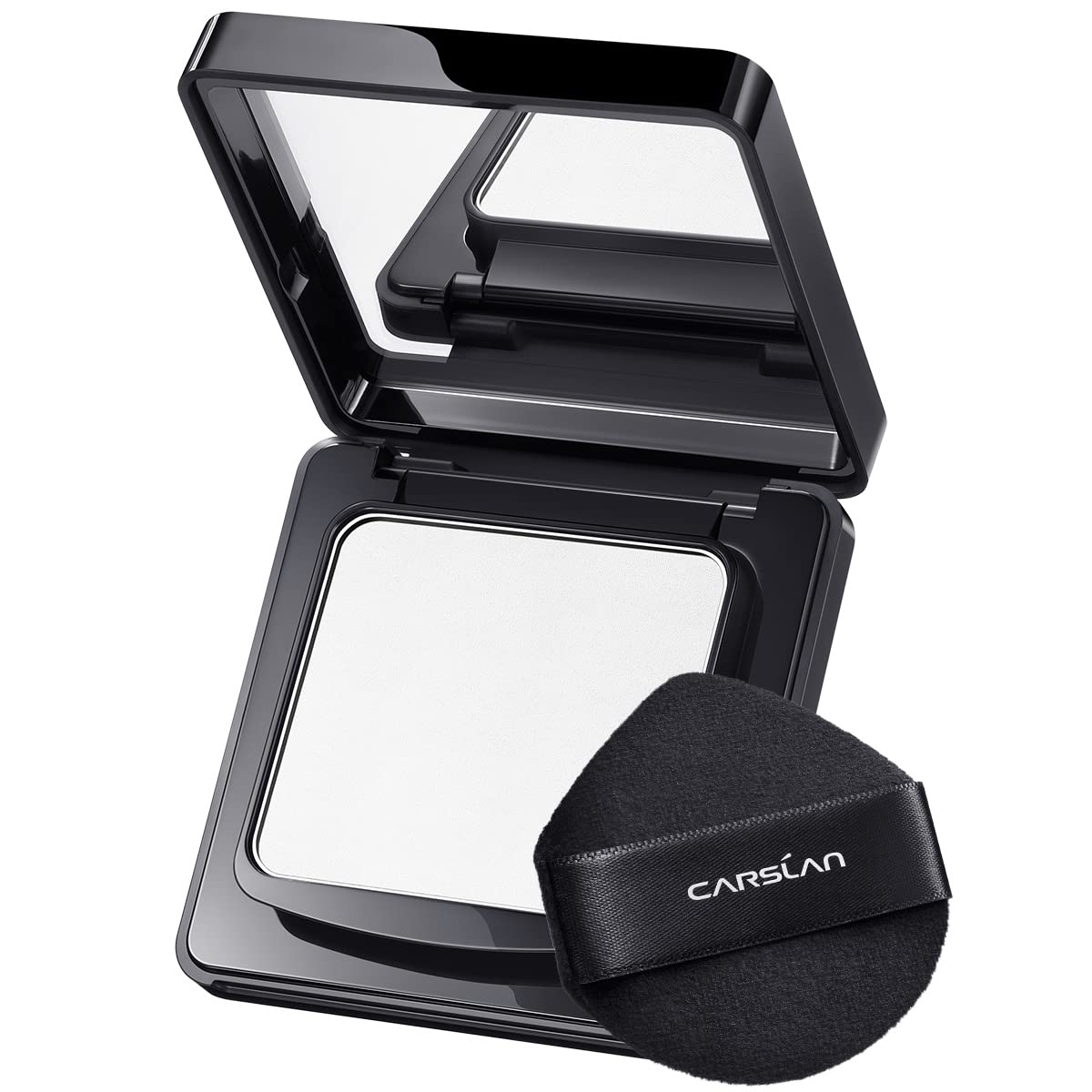 CARSLAN Waterproof Face Pressed Powder Compact, 24H Longlasting Oil Control Pressed Setting Powder Talc-Free Makeup, Shine Free, Poreless, Smooth, 01 Translucent for dry&com skin (0.28Oz)
