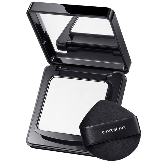 CARSLAN Waterproof Face Pressed Powder Compact, 24H Longlasting Oil Control Pressed Setting Powder Talc-Free Makeup, Shine Free, Poreless, Smooth, 01 Translucent for dry&com skin (0.28Oz)