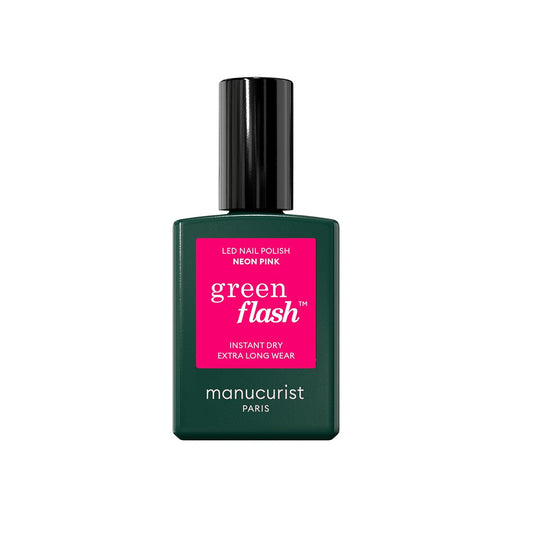 Manucurist Green Flash LED Fluorescent Pink Neon Pink Gel Nail Polish - Vegan, 12-Free, Plant-Based Gel Polish - Strengthens and Protects the Nail - Nail Polishes - Made in France