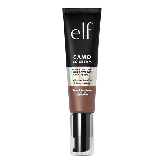 e.l.f. Camo CC Cream, SPF 30 Color-Correcting Medium-To-Full Coverage Face Foundation, Delivers An Airbrushed Finish, Vegan & Cruelty-Free, Deep 560 C