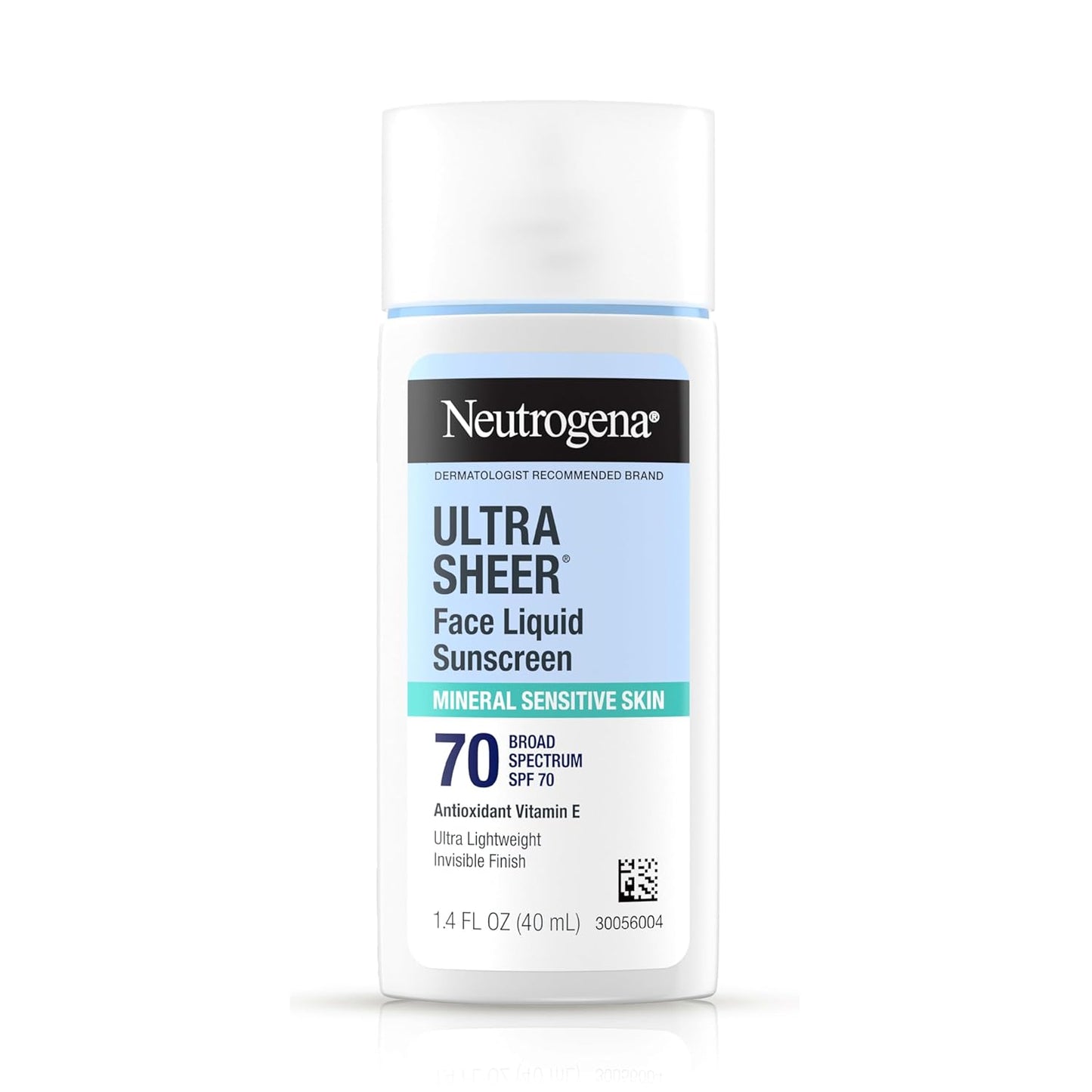 Neutrogena Ultra Sheer Mineral Face Liquid Sunscreen SPF 70, Broad Spectrum UVA UVB for Sensitive Skin, Non Greasy, Oxybenzone Free, Vegan, Hypoallergenic, 1.4 fl oz