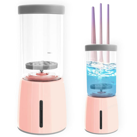 Electric Makeup Brush Cleaner Machine, Rechargeable Wireless Cosmetic Brushes Cleanser, Automatic Spinning Makeup Brush Washing Cleaner For All Size Makeup Brush and Sponges (Pink)