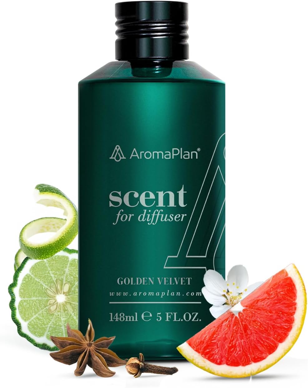 AromaPlan Hotel Scents Golden Velvet 5 Fl Oz (148ml), Home Luxury Aroma & Hotel Fragrance Diffuser Oil- Hotel Diffuser Oil for Aromatherapy- USA Made, Bigger Bottle, Bolder Aroma & Longer Lasting