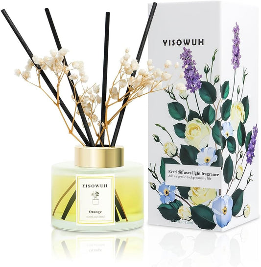 Reed Diffuser Set,5.07 fl oz (150 ml) - Orange Oil Diffusers with 8 Reed Sticks,Home Fragrance Reed Diffuser for Bathroom Shelf Decor