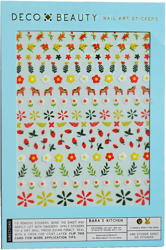 Deco Beauty Baba's Kitchen Nail Stickers - Lightweight & Easy-to-Apply Nail Art with Cute & Trendy Design - Durable & Long-Lasting Nail Stickers for Women, Ideal for DIY Manicures