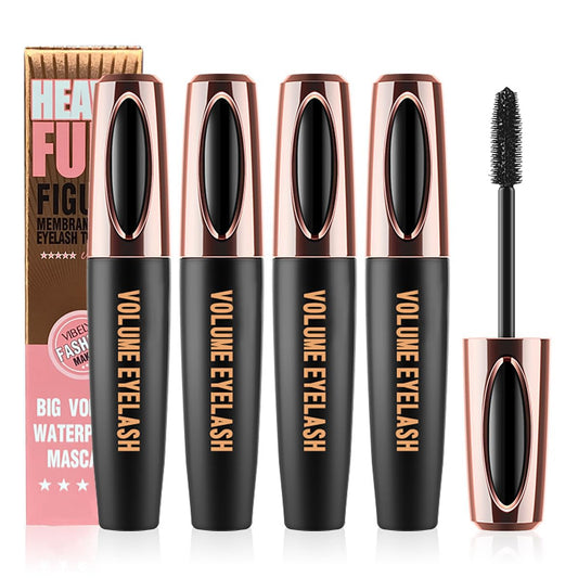 4D Silk Fiber Lash Mascara Extension Voluminous Mascara Waterproof & Smudge-Proof Long-Lasting 24 Hours No Flaking Longer Thicker Eyelashes,All Day Exquisitely Full (4 Packs)