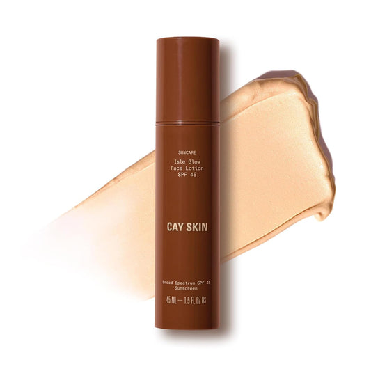 Cay Skin Isle Glow Face Moisturizer SPF 45 – Illuminating Moisturizer, Broad Spectrum Sunscreen + Makeup Primer – Lightweight, Pearlescent Formula with Radiant Finish for All Skin Types – 1.5 oz.