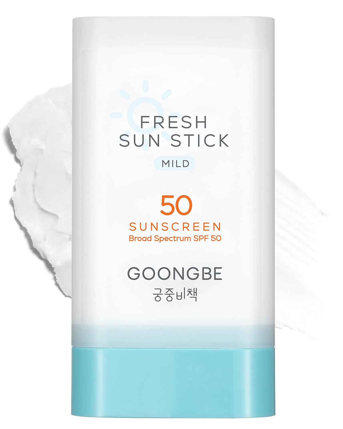 GOONGBE Fresh Sun Stick Mild SPF 50 - No White Cast Zinc Oxide Mineral Sunscreen Stick Balm - Non Greasy Soft Matte Finish - Travel Friendly for Babies, Kids & Adults - Vegan, Reef-Safe, 0.49oz.