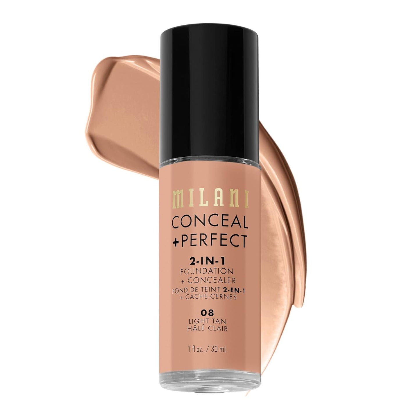 Milani Conceal + Perfect 2-in-1 Foundation + Concealer for a Flawless Complexion, Under Eye Corrector, Cover Redness and Imperfections, Waterproof and Sweatproof - Light Tan