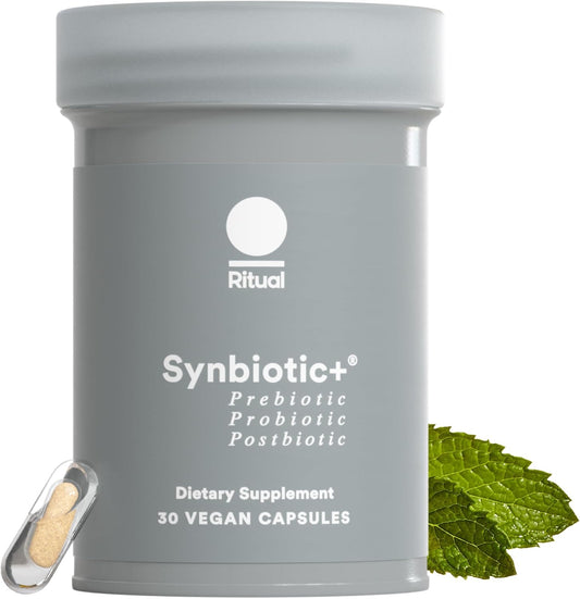 Ritual Synbiotic+ Probiotic, Prebiotic, Postbiotic, 3-in-1 Supplement for Gut Health and Digestive Support, Regularity, Bloat, Immune, Vegan Delayed-Released Daily Capsule, Women and Men, 30 Day