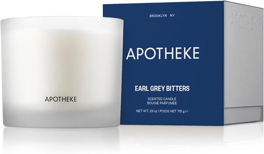 Apotheke 3-Wick Scented Candles for Home, Earl Grey Bitters - 26 oz Soy Wax Aromatherapy Jar Candle Gift for Women - Long-Lasting Fragrance with Perfume-Grade Essential Oils - Bergamot, Peony & Lemon