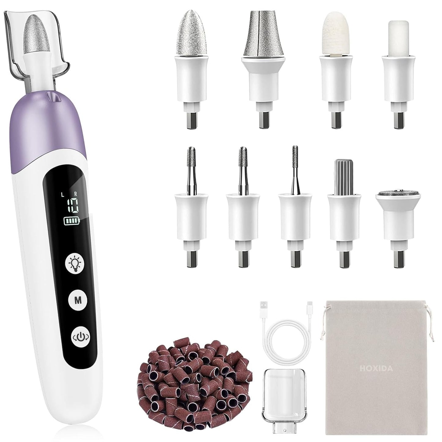 Professional Manicure Pedicure Kit with Memory Modes, Cordless Electric Nail File Set 10 Speed Portable Nail Drill Machine, Pedicure Tools for feet, Hand Foot Care Tool for Thick Nail Toenail Cuticle