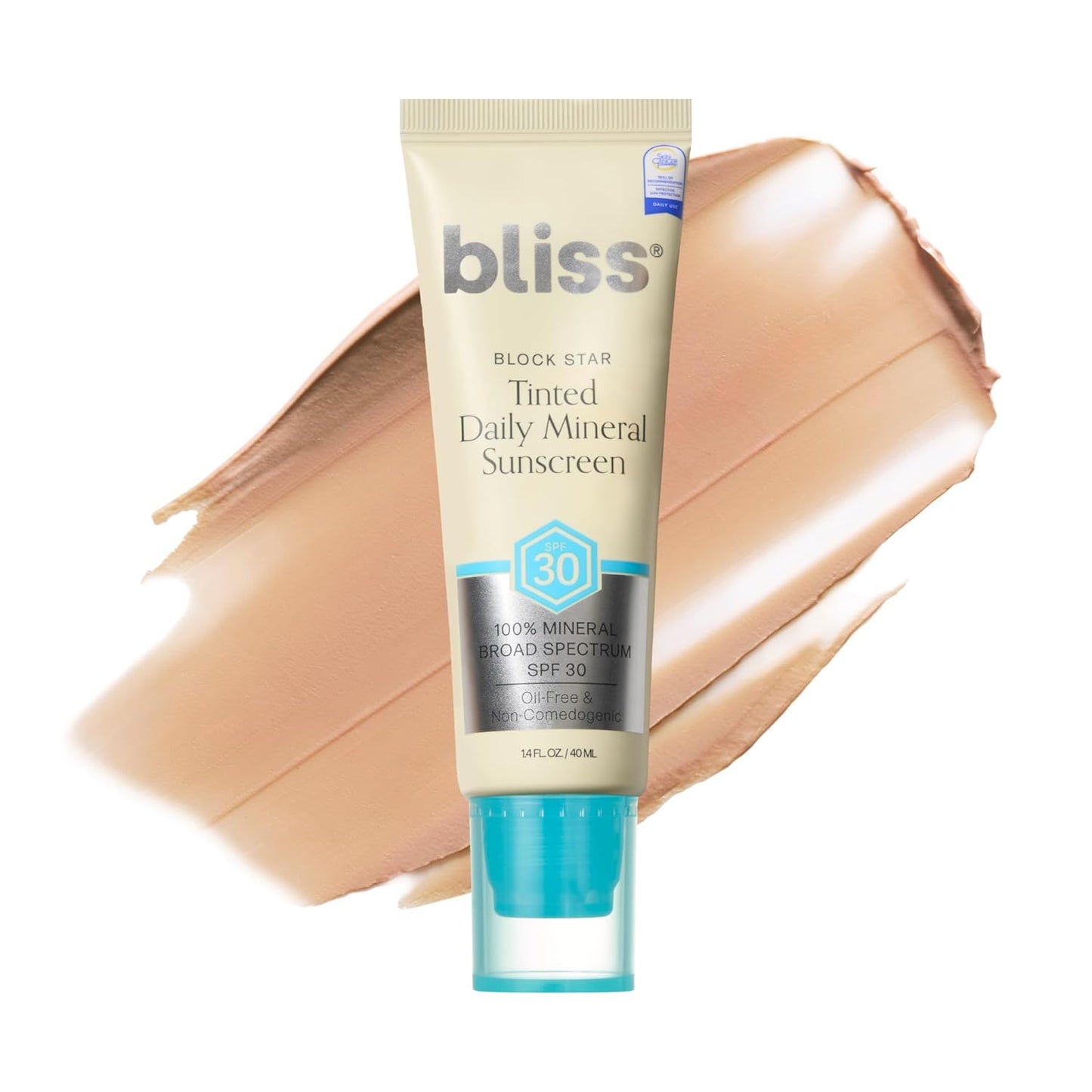 Bliss Block Star SPF 30 Daily Tinted Mineral Sunscreen with Zinc Oxide - All Skin Tones - 100% Mineral Broad Spectrum Sunscreen with Titanium Dioxide & Antioxidant Blend- 1.4 fl oz.