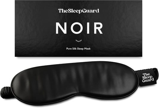 TheSleepGuard Pure Silk Sleep Mask [100% 6A Mulberry Silk, 22 Momme] Light Blocking Travel Essentials. Eye Masks for Sleeping. Black Oeko-Tex Blindfold. Eye Covers for Men & Women